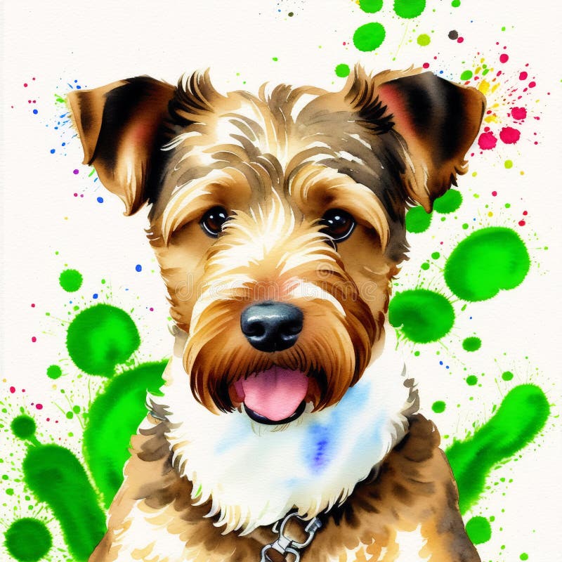 En vacker, airedale, skräckhund. vattenfärgmålning. dynamisk elegans. generativ ai royaltyfri illustrationer