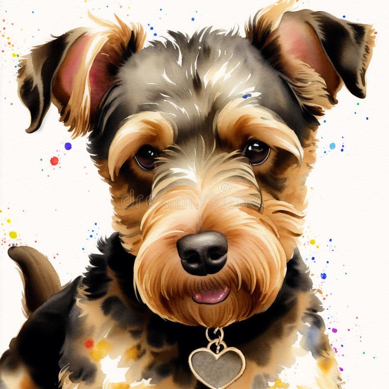 En vacker, airedale, skräckhund. vattenfärgmålning. dynamisk elegans. generativ ai vektor illustrationer