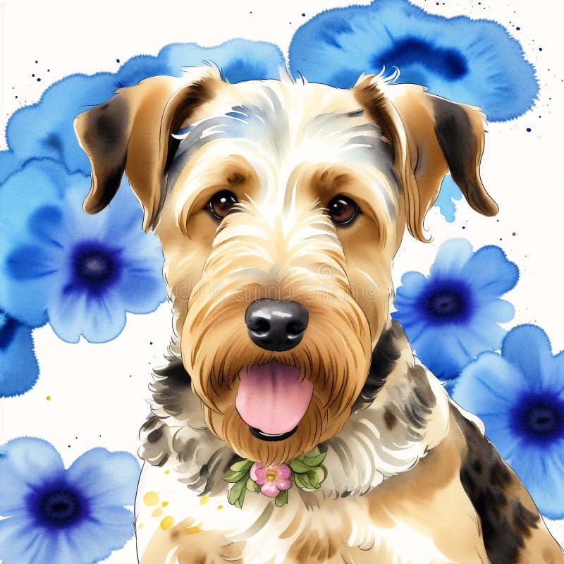 En vacker, airedale, skräckhund. vattenfärgmålning. dynamisk elegans. generativ ai royaltyfri illustrationer