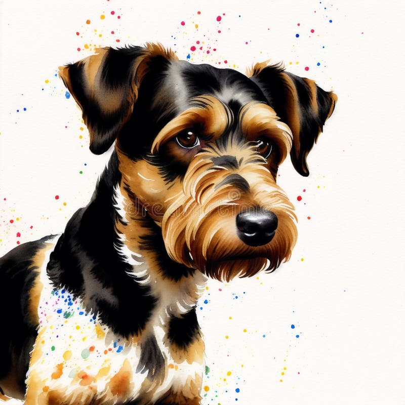 En vacker, airedale, skräckhund. vattenfärgmålning. dynamisk elegans. generativ ai royaltyfri illustrationer