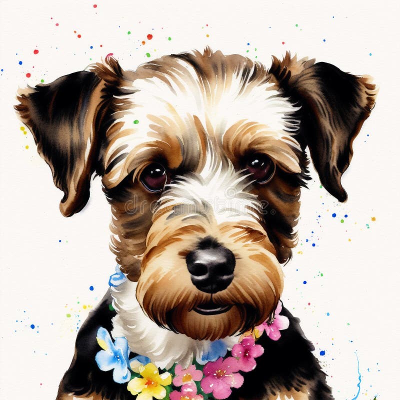 En vacker, airedale, skräckhund. vattenfärgmålning. dynamisk elegans. generativ ai vektor illustrationer