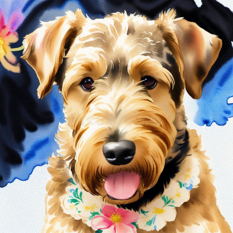 En vacker, airedale, skräckhund. vattenfärgmålning. dynamisk elegans. generativ ai vektor illustrationer