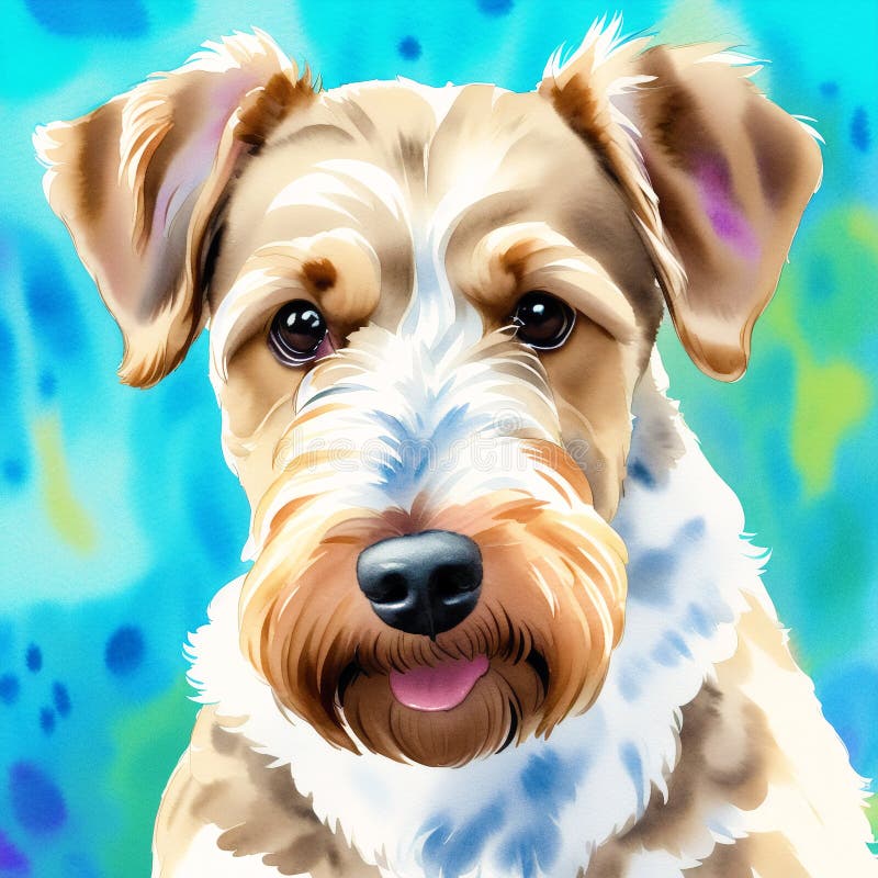 En vacker, airedale, skräckhund. vattenfärgmålning. dynamisk elegans. generativ ai stock illustrationer