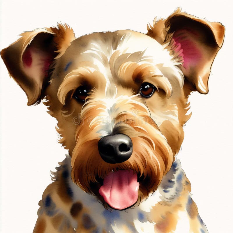 En vacker, airedale, skräckhund. vattenfärgmålning. dynamisk elegans. generativ ai vektor illustrationer