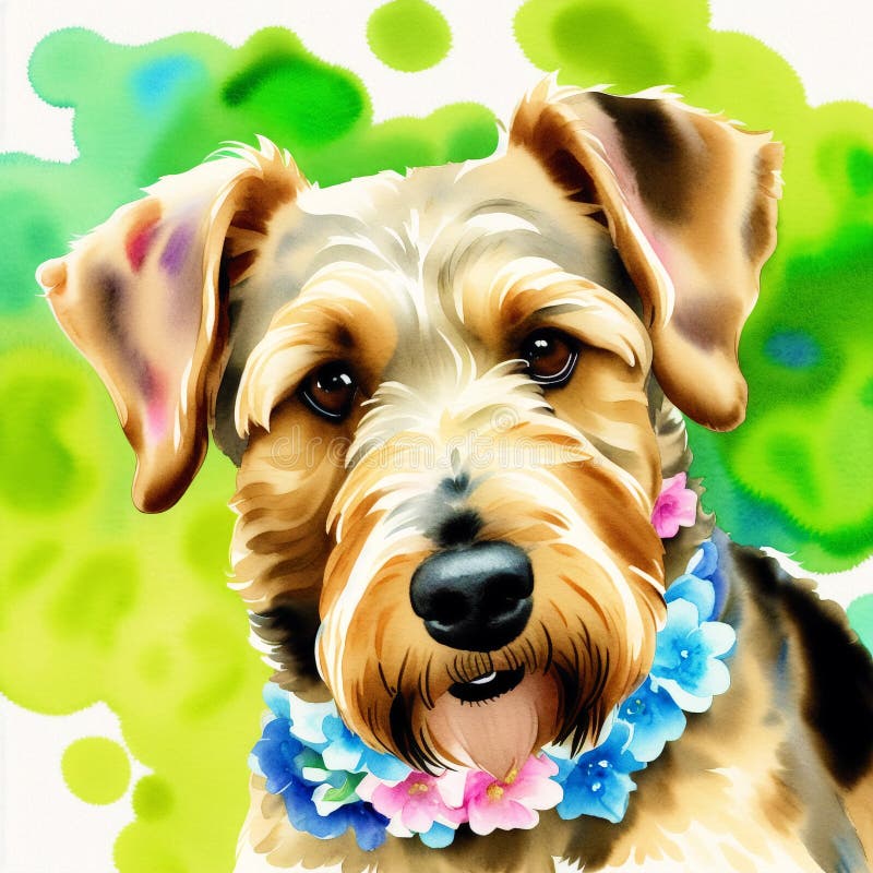 En vacker, airedale, skräckhund. vattenfärgmålning. dynamisk elegans. generativ ai vektor illustrationer