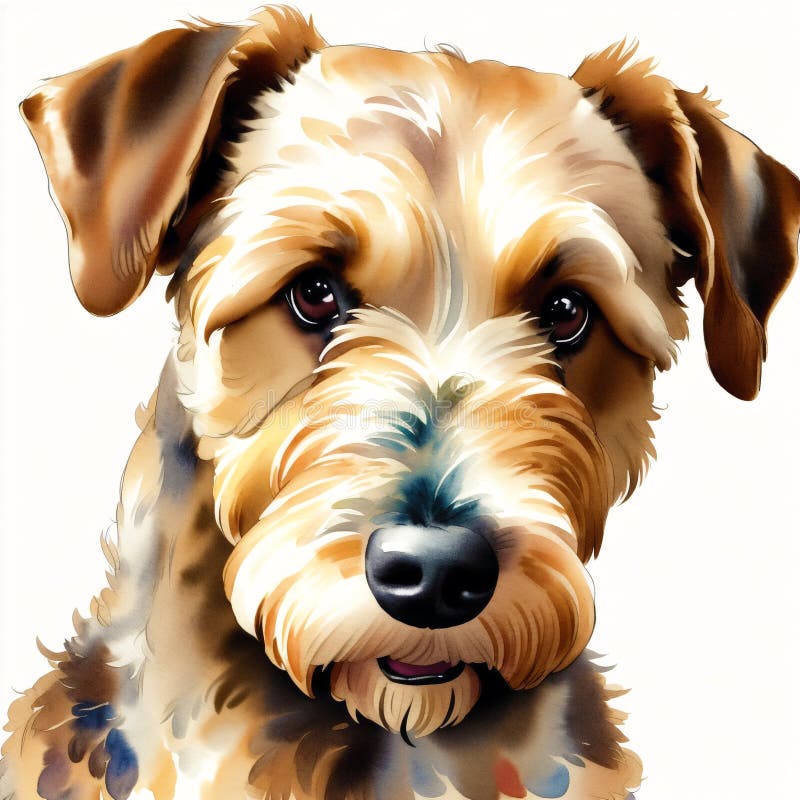 En vacker, airedale, skräckhund. vattenfärgmålning. dynamisk elegans. generativ ai royaltyfri illustrationer