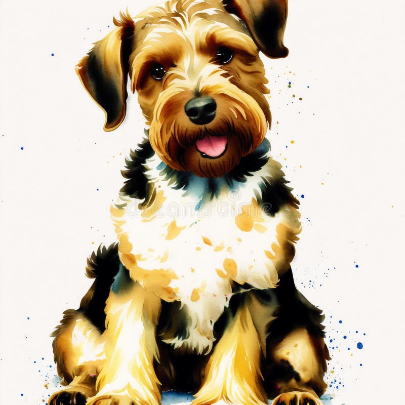 En vacker, airedale, skräckhund. vattenfärgmålning. dynamisk elegans. generativ ai vektor illustrationer