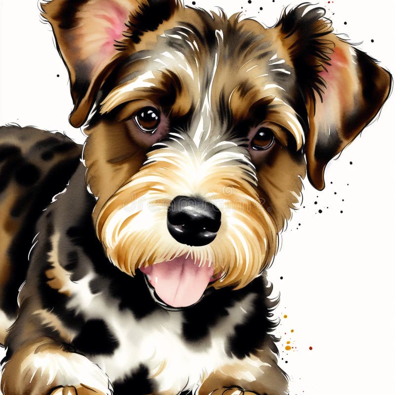 En vacker, airedale, skräckhund. vattenfärgmålning. dynamisk elegans. generativ ai vektor illustrationer