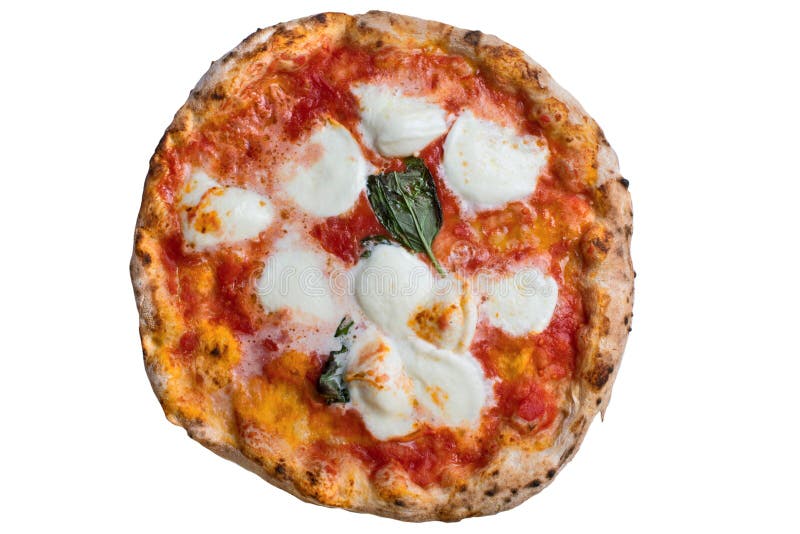 A real neapolitan pizza margherita on white backgrund. A real neapolitan pizza margherita on white backgrund