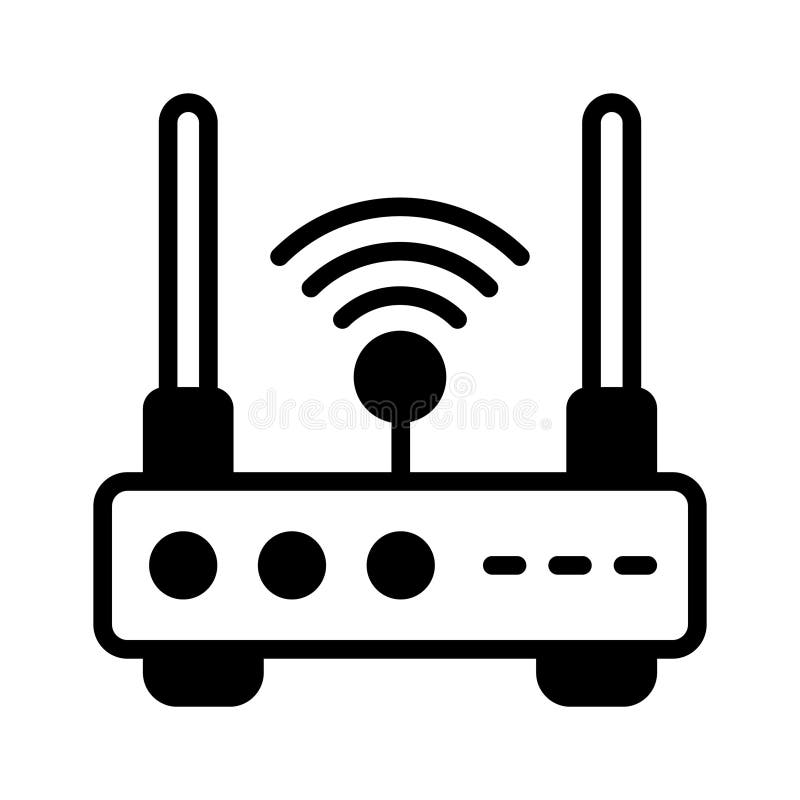 En väl utformad teckenformatsikon för wifi-router stock illustrationer