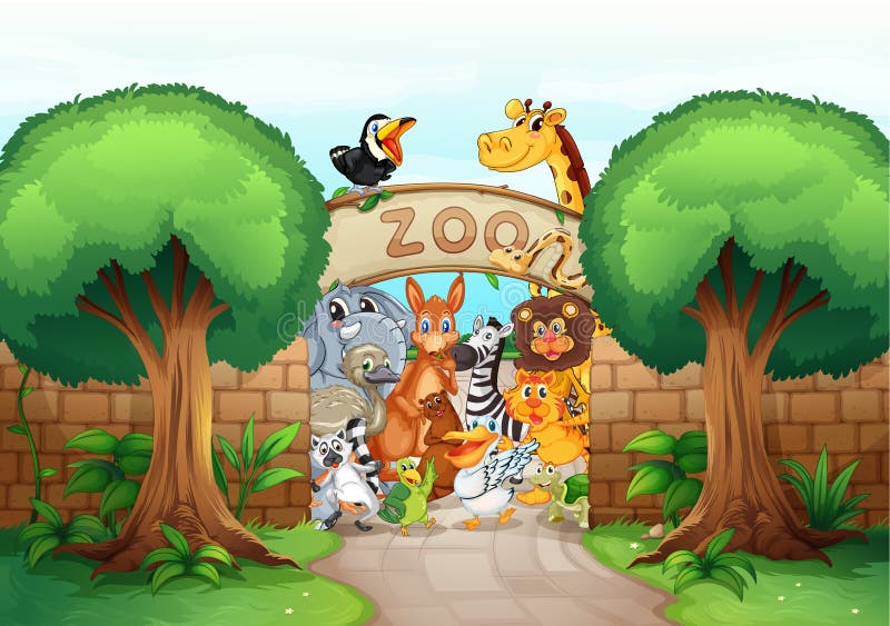 En zoo och djur stock illustrationer En zoo och djur stock illustrationer