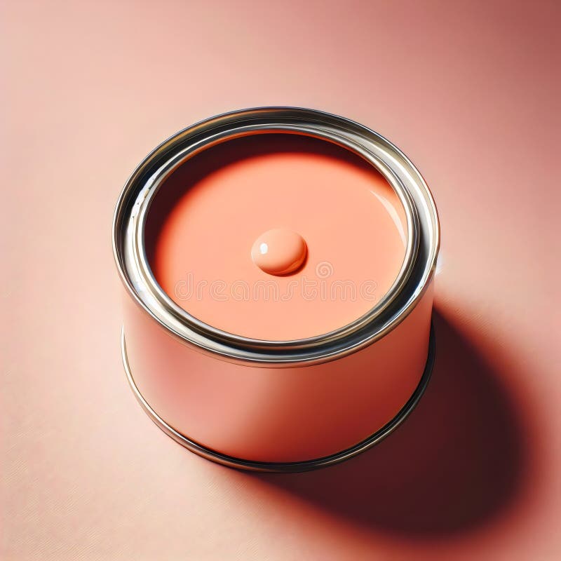 En öppen burk med rosa färger med en enda droppe ett liv i färg och kreativ potential. arkivbild