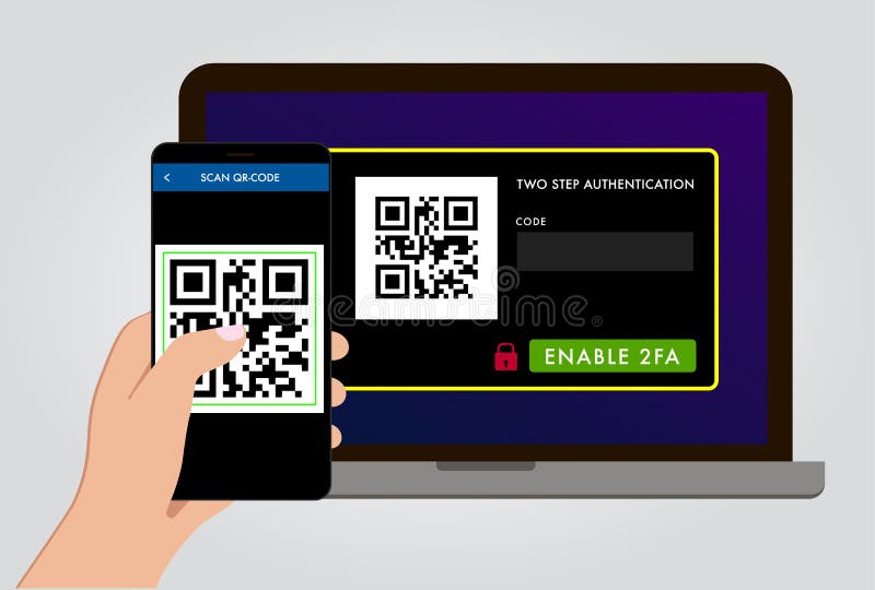 Enable 2FA Two steps authentication verification stock illustration