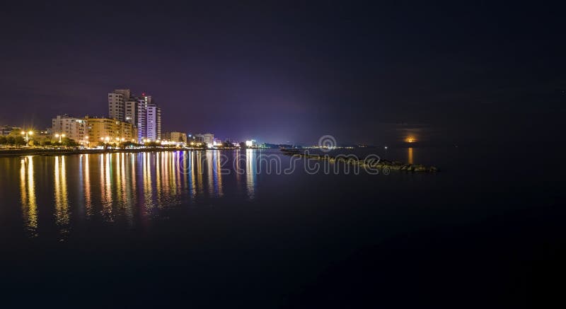 Enaerios nocą, Limassol zdjęcia stock Enaerios nocą, Limassol zdjęcia stock