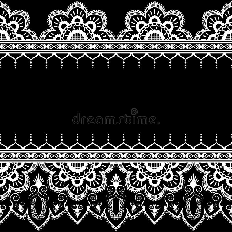 Encadrez les éléments de modèle avec des fleurs et les lignes de dentelle dans le style indien de mehndi d'isolement sur le fond illustration stock Encadrez les éléments de modèle avec des fleurs et les lignes de dentelle dans le style indien de mehndi d'isolement sur le fond illustration stock