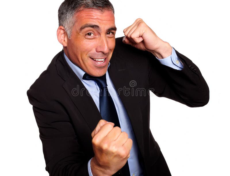 Encaixotamento latino-americano amigável do homem de negócios foto de stock Encaixotamento latino-americano amigável do homem de negócios foto de stock