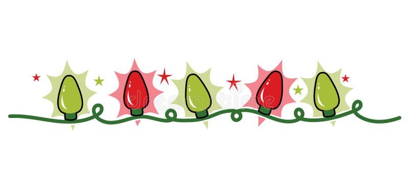 Encalhe a corda de luzes, de vermelho e de verde de Natal do feriado ilustração stock Encalhe a corda de luzes, de vermelho e de verde de Natal do feriado ilustração stock