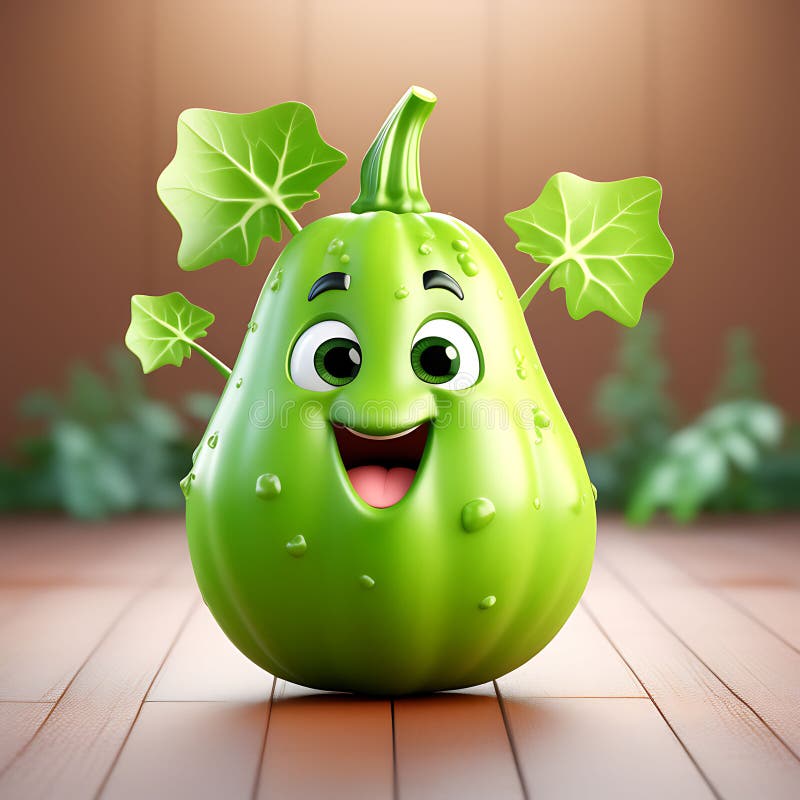 Encantadora calabaza 3d presentación de una calabaza de botella linda aislada en un fondo sólido stock de ilustración