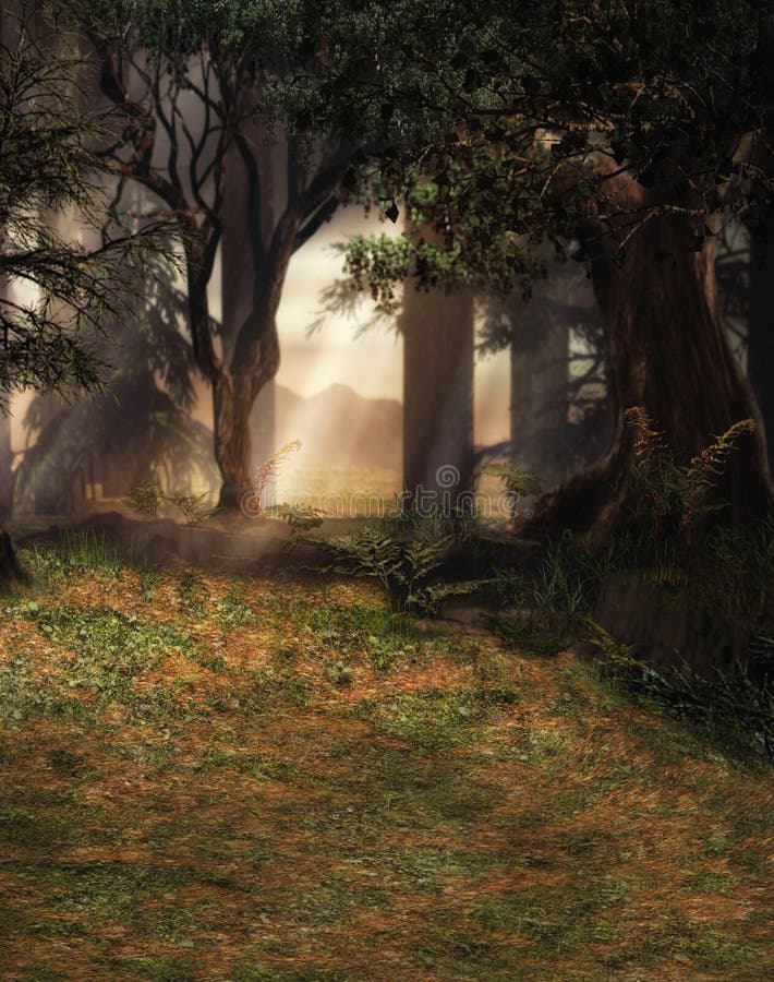 Enchanted forest scene royalty free illustration