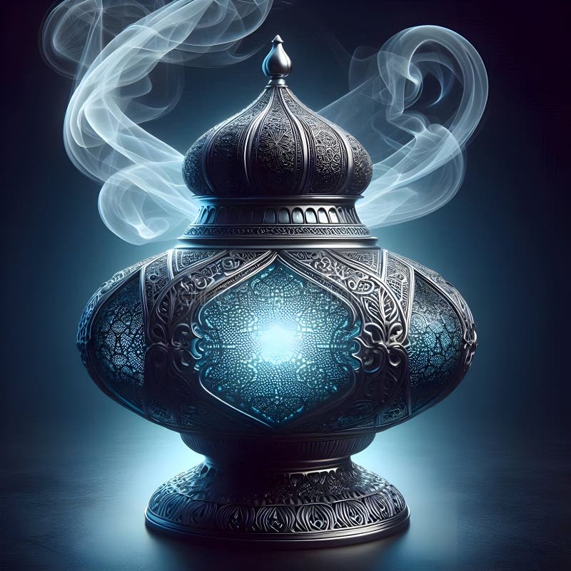 Enchanted Lantern: Mystical Glows of the Genie Stock Illustration Enchanted Lantern: Mystical Glows of the Genie Stock Illustration
