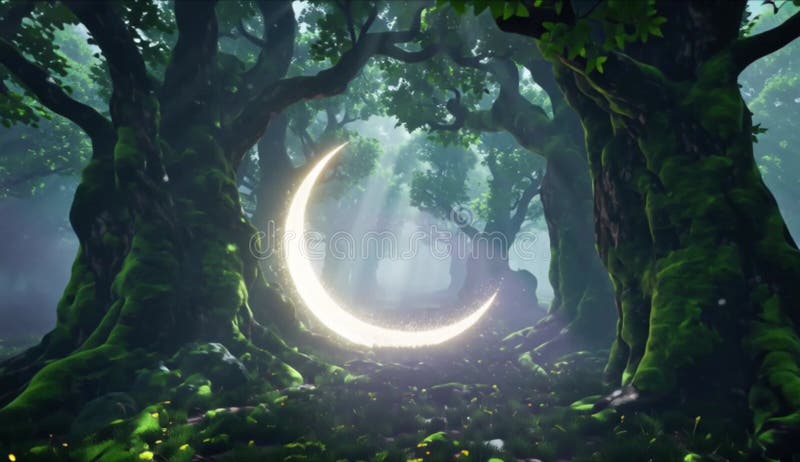 Enchanted Magical Forest with Mystical Atmosphere vector illustration