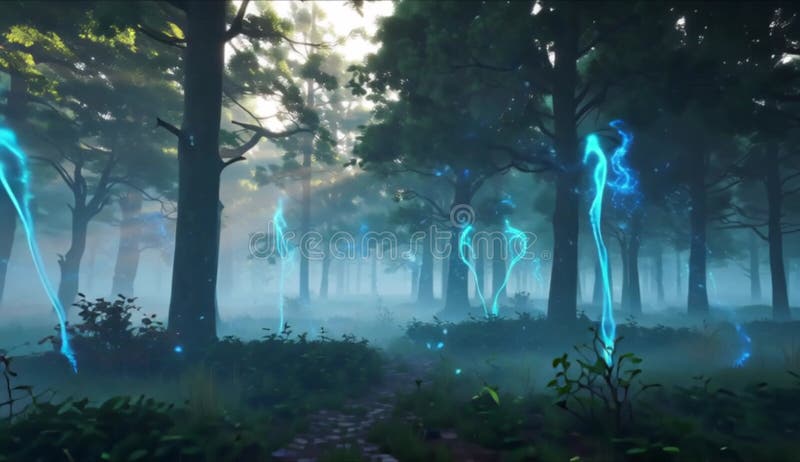 Enchanted Magical Forest with Mystical Atmosphere vector illustration