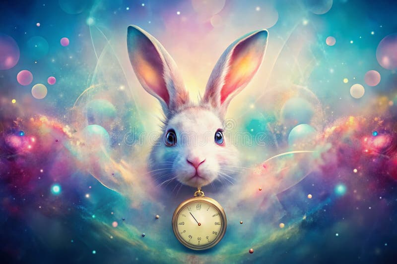 Clip Art Envoûtante d'un Visage de Lapin Surréaliste : Un Portrait Fantaisiste et Onirique, Parfait pour les Projets Créatifs, les illustration stock