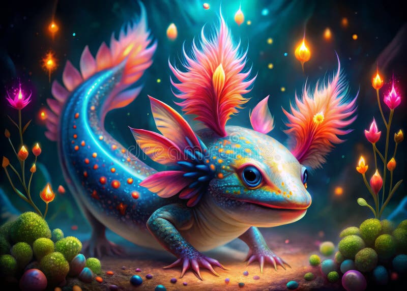 Enchanting Axolotl Artwork a Whimsical Dive into an Underwater Realm