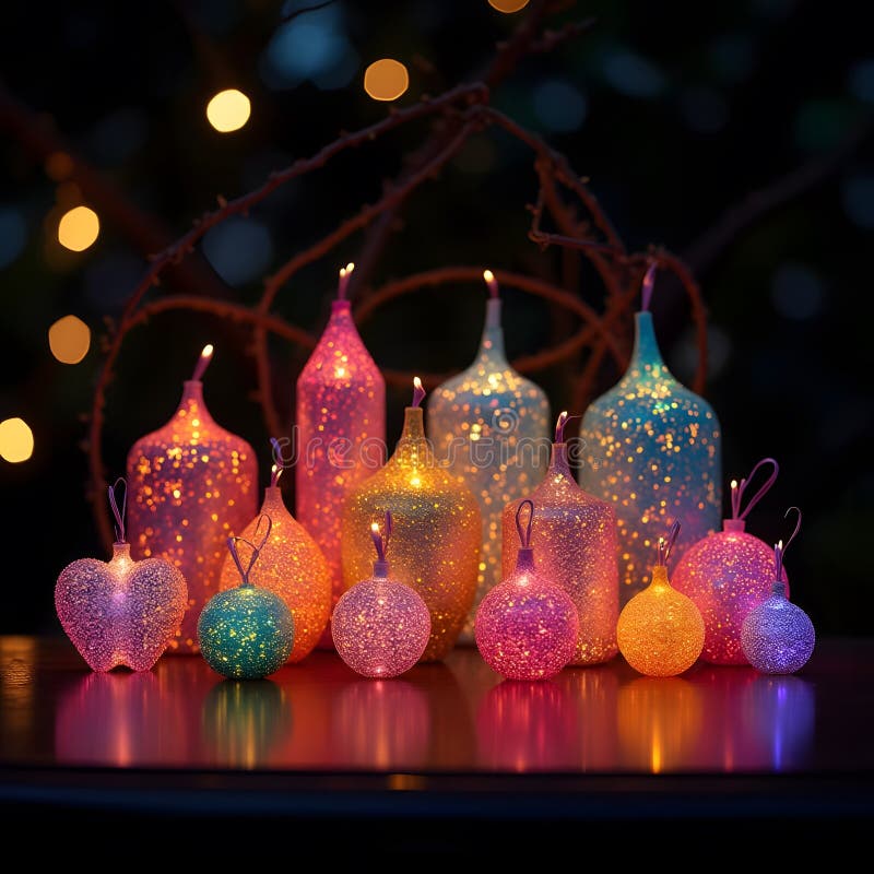 Enchanting Collection of Magical Objects in Dreamy Bokeh stock illustration
