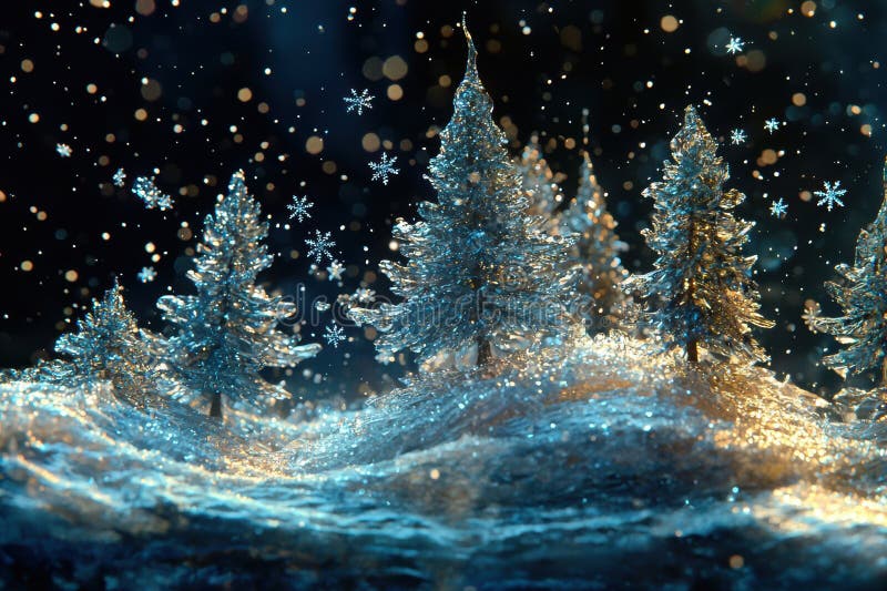 Enchanting Crystal Winter Forest A Magic Snowfall Scene vektor illustrationer