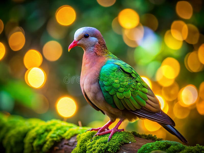 Enchanting Emerald Dove i Nocvändal Park som sätter in ett fotografi av vilda djur vektor illustrationer