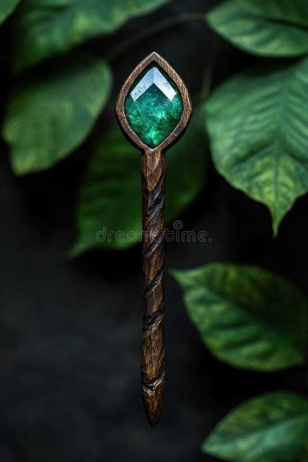 Enchanting emerald kristallpendant i naturen royaltyfri illustrationer