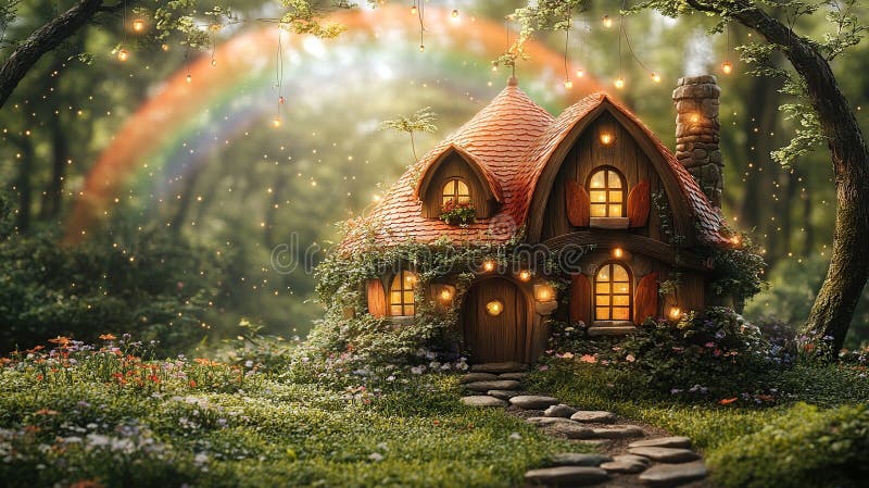 Enchanting fairy tale home nestled in a magical forest royalty free stock photos