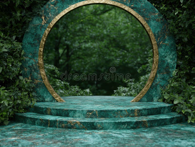Enchanting forest archway with lush greenery vector illustration
