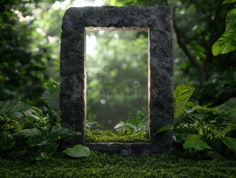 Enchanting forest frame stock illustration