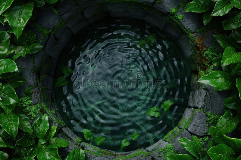 Enchanting forest pool with swirling waters vector illustration