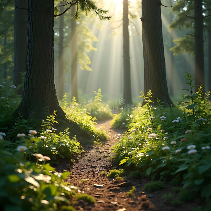 Enchanting Forest Glade: Sunlit Balsamic Bliss royalty free illustration
