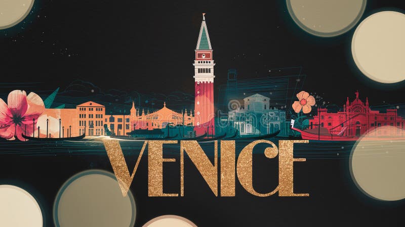 Enchanting Venice Illustration with St. Mark S Campanile and Whimsical