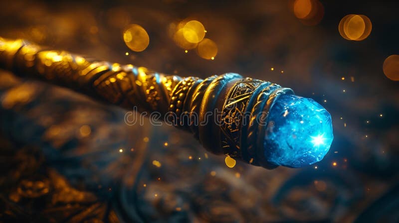 An enchanting wand with a captivating handle, emanating a radiant glow, AI-generated.