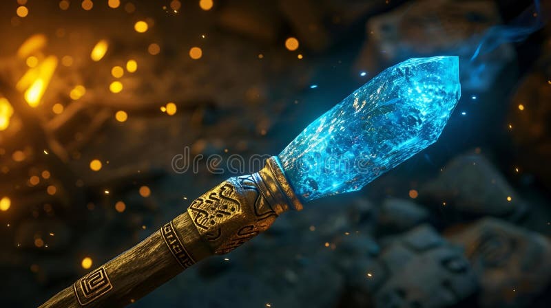 An enchanting wand with a captivating handle, emanating a radiant glow, AI-generated.