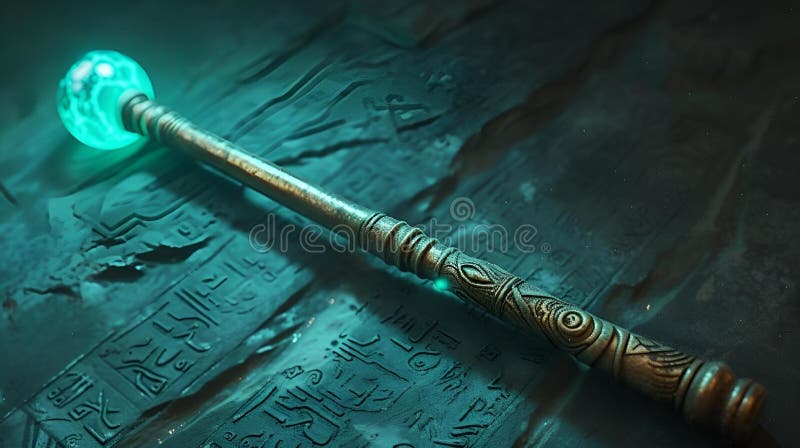 An enchanting wand with a captivating handle, emanating a radiant glow, AI-generated.