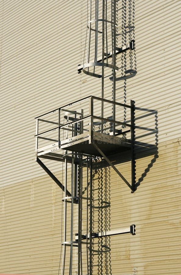 Enclosed Ladder On Outside Of Stock Photo Image of steel