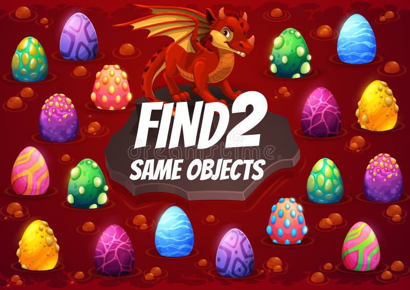 Eu espio a planilha do jogo do dragão vermelho dos desenhos animados com  ovos na caverna. jogo de quebra-cabeça de contagem de vetores, enigma de  educação infantil ou teste de matemática, encontre