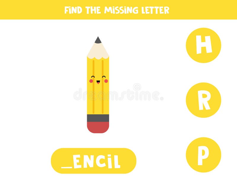 Encontre o lápis de letra que falta para desenhar jogo de ortografia  educacional para crianças quebra