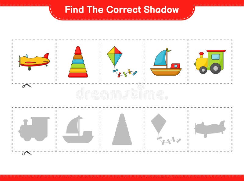 jogo de lógica infantil, encontre a sombra certa. Brinquedos