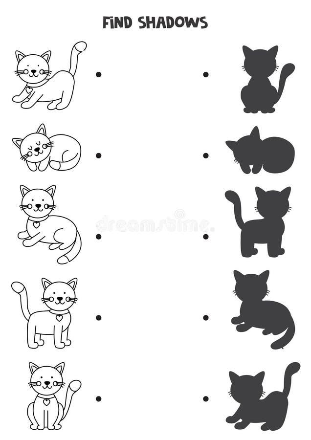 Tarefa De Sombra Para Crianças Com Personagens De Desenhos Animados De Gatos  Na época Do Natal PNG , Jogo De Correspondência, Planilha Infantil,  Planilha PNG Imagem para download gratuito