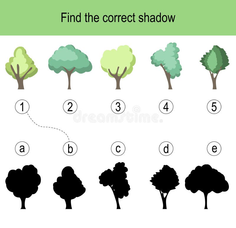 um jogo de quebra-cabeça para crianças, encontre a sombra certa. árvore de  natal dos desenhos animados. 15512239 Vetor no Vecteezy