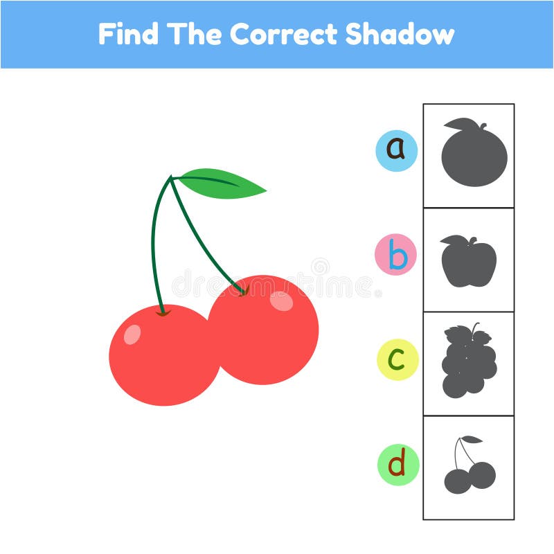 Sorvete com morango encontre a sombra correta jogo de correspondência de  sombra vetor dos desenhos animados