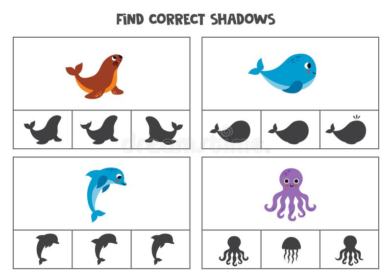 Jogo das Sombras 🐬 Que Bicho é ? Animais Marinhos - Jogos Educativos 