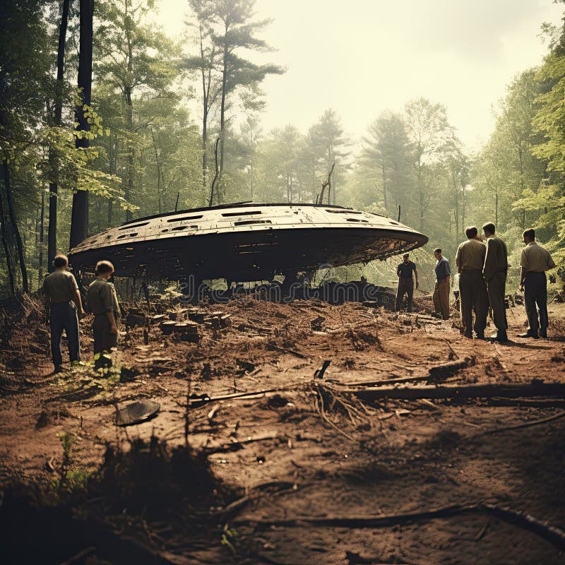 Encounter in the third phase with a UFO. vector illustration